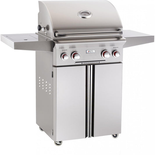 American Outdoor Grill T-Series 24-Inch 2-Burner Freestanding Propane Gas Grill W/ Rotisserie & Single Side Burner - 24PCT