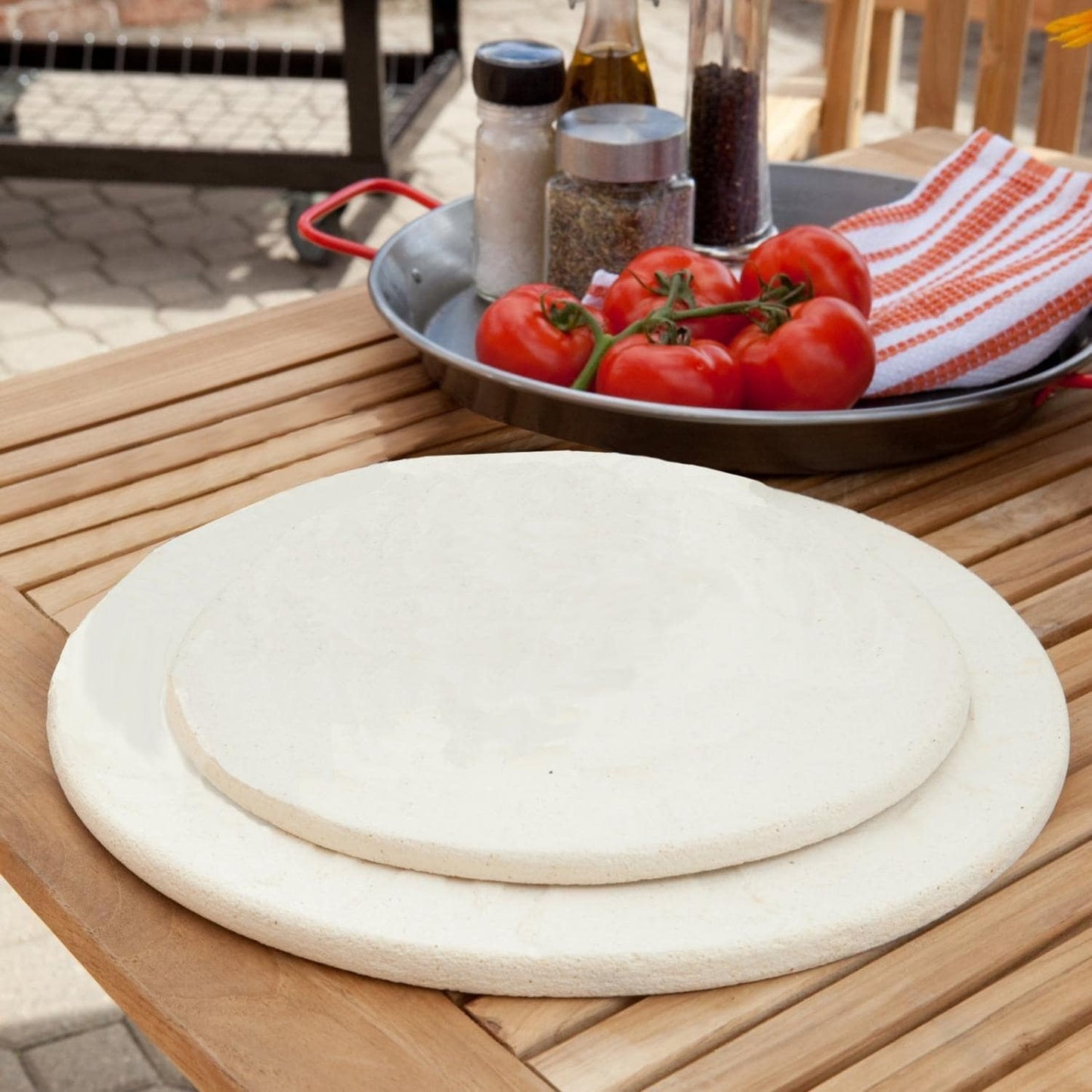 Primo PG00350 Natural Finished 13 Inch Pizza Stone - 16-Inch And 13-Inch Stones Together