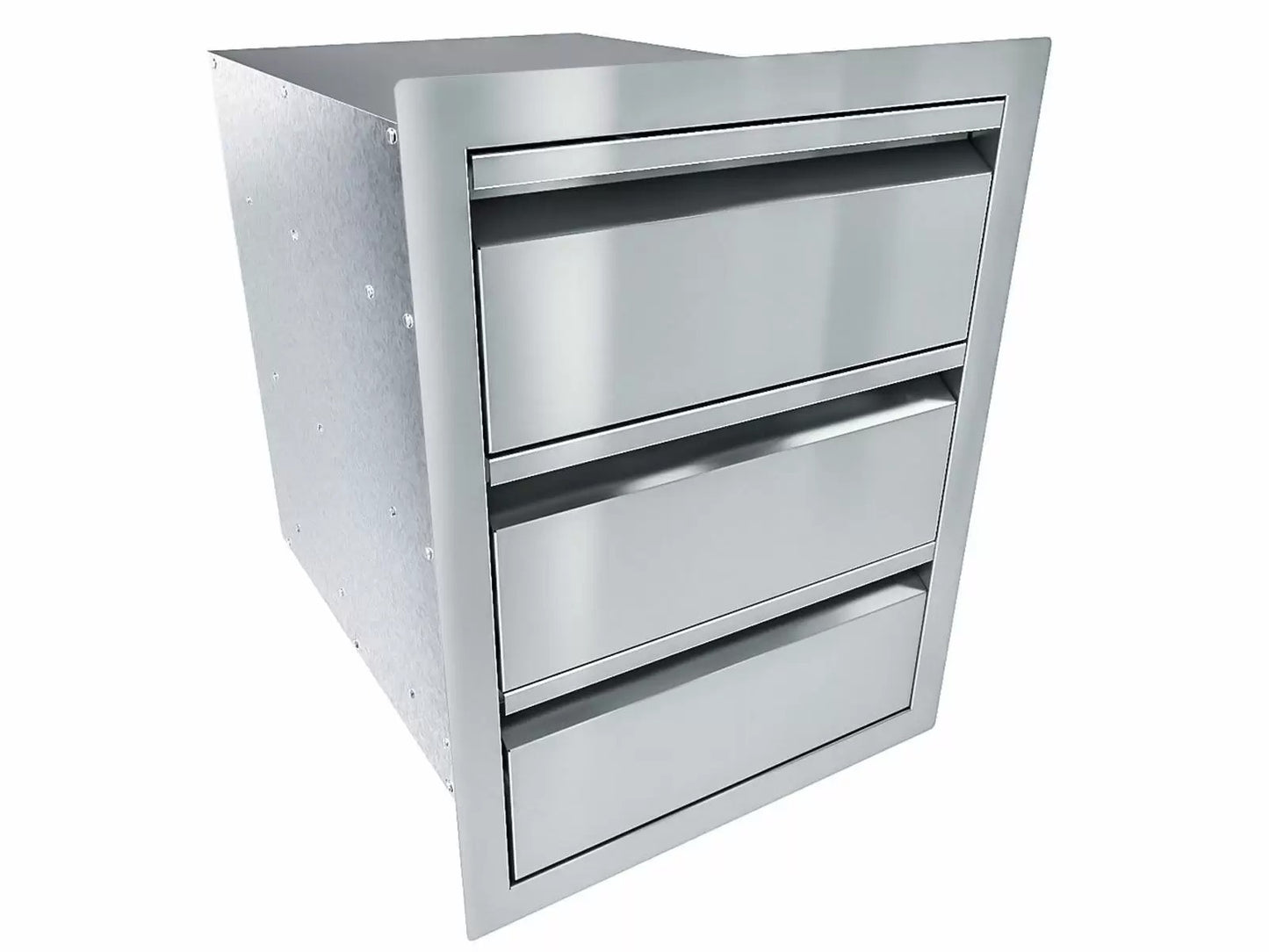 Sunstone Aruba Series Sleek Style 16-Inch Stainless Steel Triple Drawer - ARU-16TD - Angled View