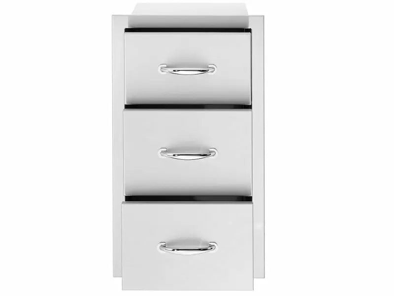 Summerset 17-Inch Stainless Steel Triple Drawers - SSDR3-17 - Front View Drawers Open