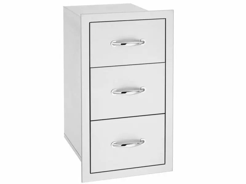 Summerset 17-Inch Stainless Steel Triple Drawers - SSDR3-17 - Angled View