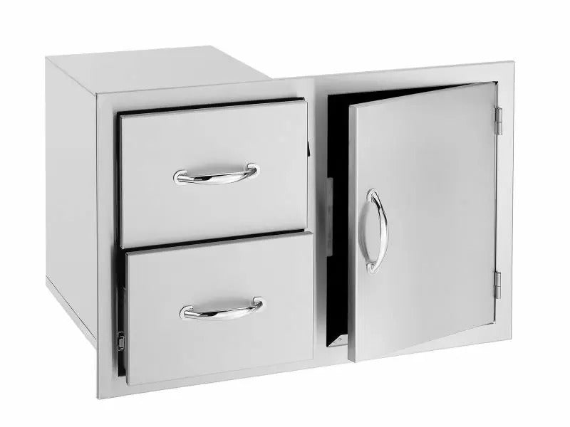 Summerset 30-Inch Stainless Steel 2 Drawer and Access Door Combo - SSDC2-30 - Open Angled View