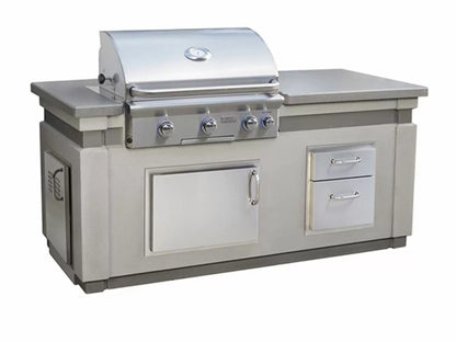 AOG 30" L-Series Island Bundle w/Concrete Grey Base & Polished Smoke Top - IP30LB-CGD-75SM - Outdoor Grill Island With Storage Drawers