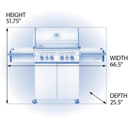 Napoleon PRO500RSIBSS-3 Prestige PRO 500 Grill with Infrared Rear Burner and Infrared Side Burners (2019) - Dimensions - Diagram