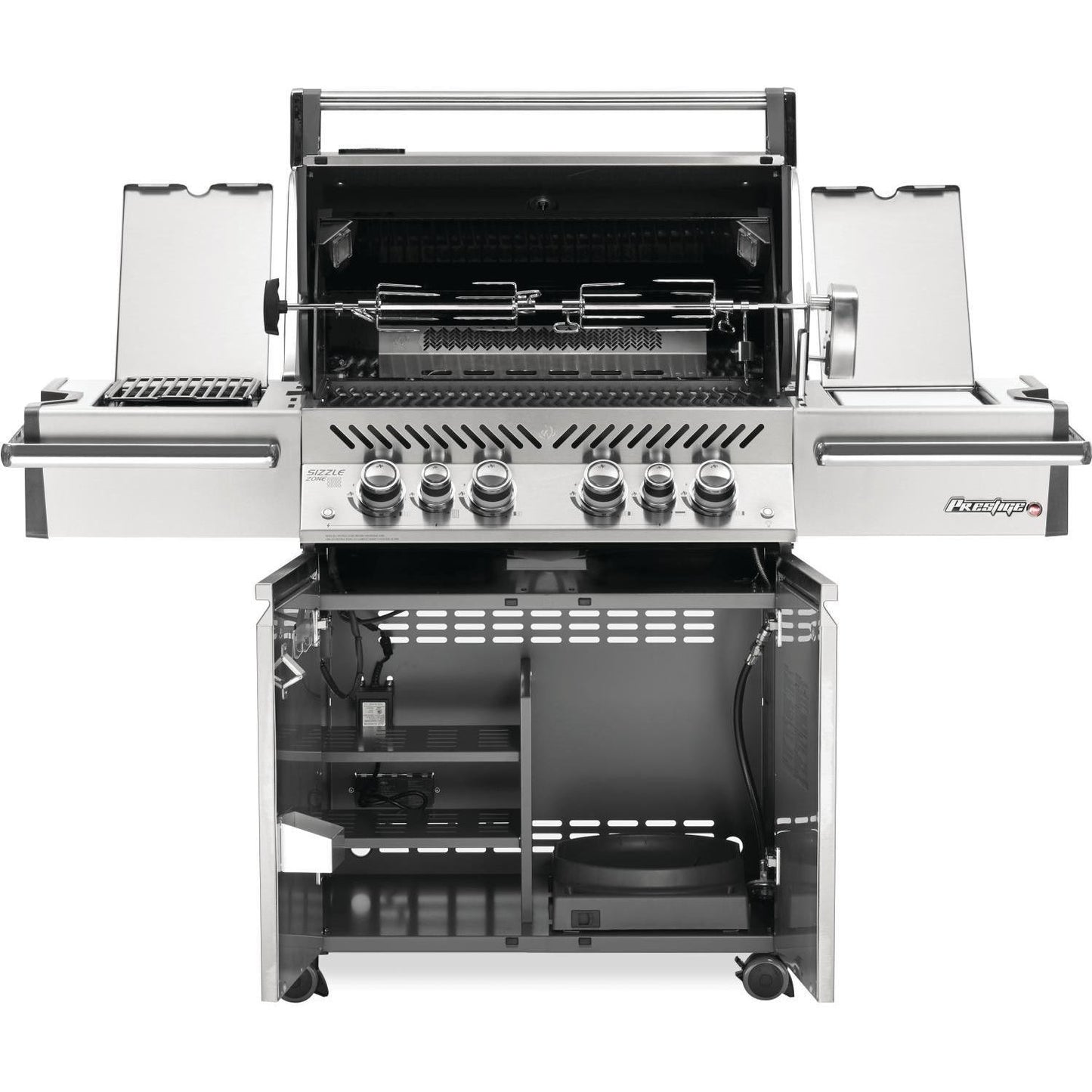 Napoleon Prestige PRO 500 Grill with Infrared Rear Burner and Infrared Side Burners - PRO500RSIBSS-3 (2019) - Open View - White Background