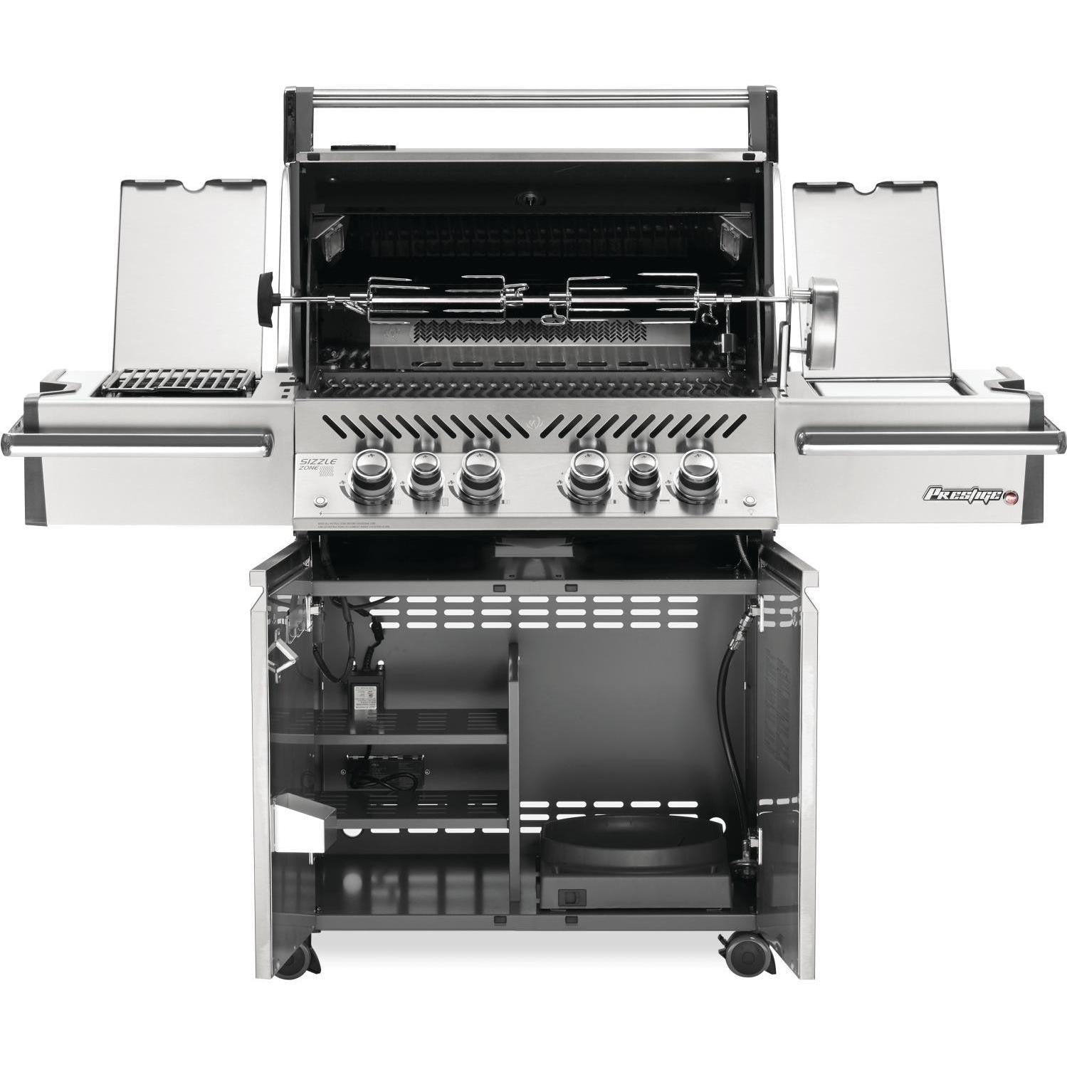 Napoleon Prestige PRO 500 Grill with Infrared Rear Burner and Infrared Side Burners - PRO500RSIBSS-3 (2019) - Open View - White Background