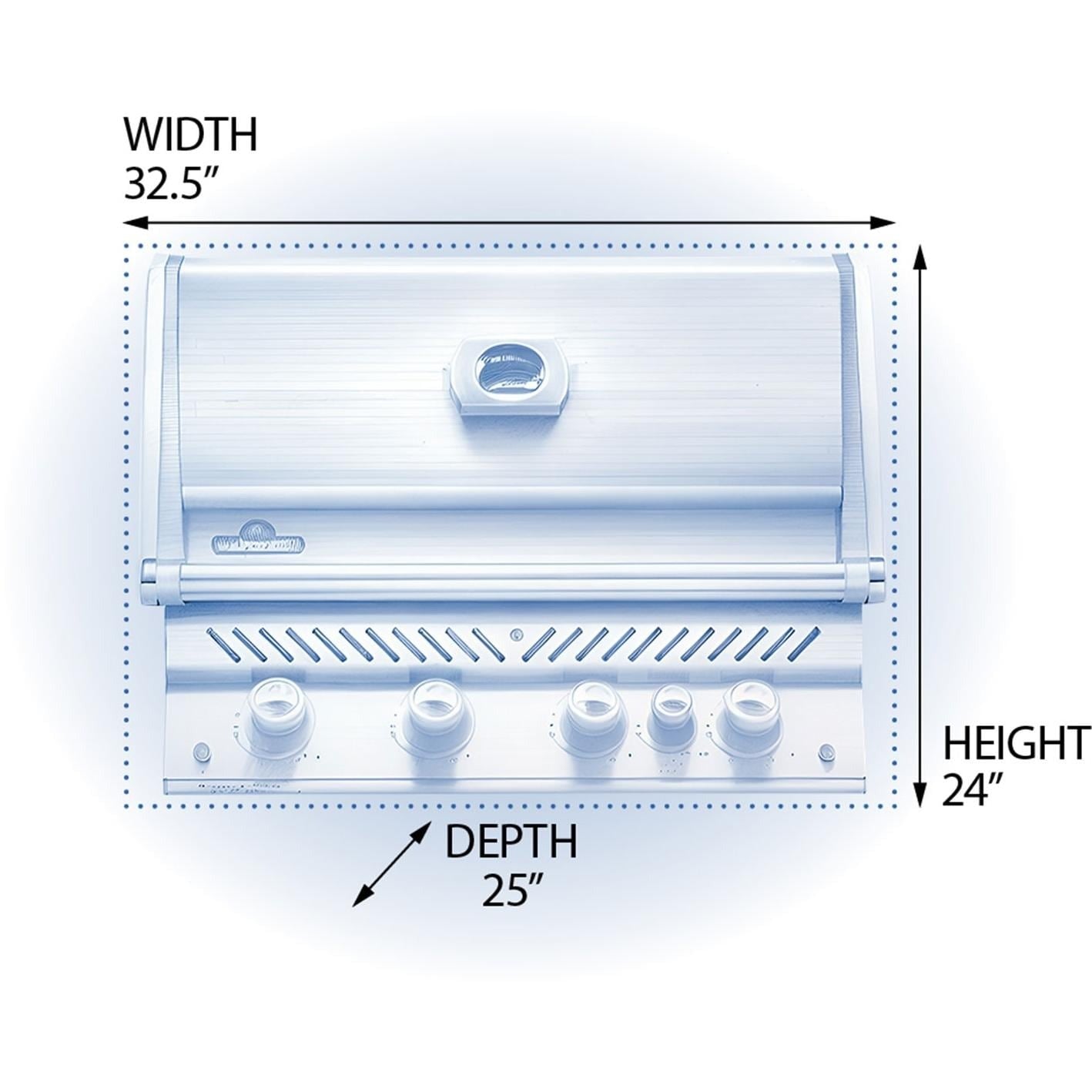 Napoleon BIPRO500RBSS-3 Prestige PRO 500 Built-in Grill with Infrared Rear Burner (2019) - Dimensions - Diagram