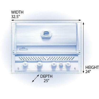 Napoleon BIPRO500RBSS-3 Prestige PRO 500 Built-in Grill with Infrared Rear Burner (2019) - Dimensions - Diagram