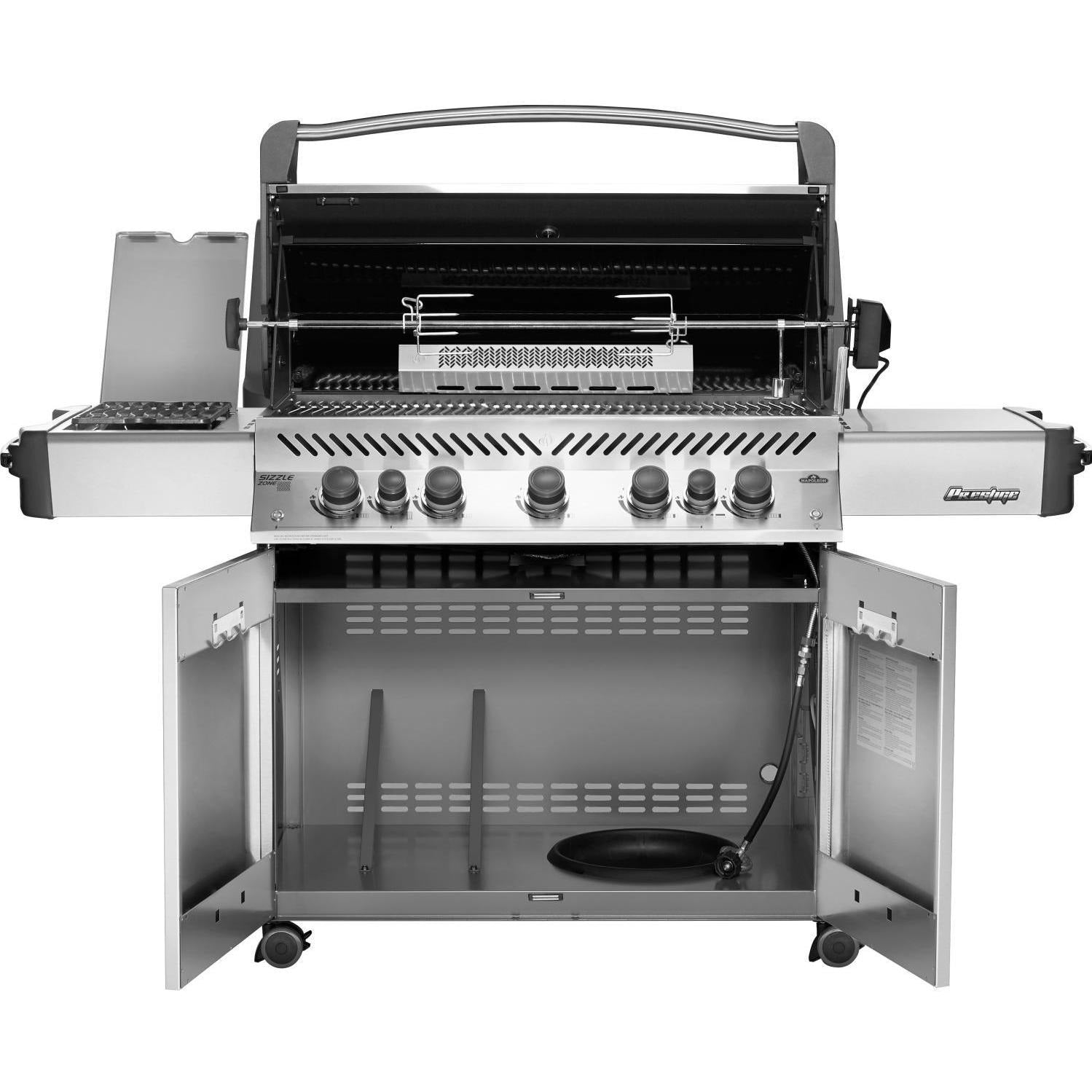 Napoleon Prestige 665 Grill with Infrared Rear Burner and Infrared Side Burner - P665RSIBSS (2019) - Open View