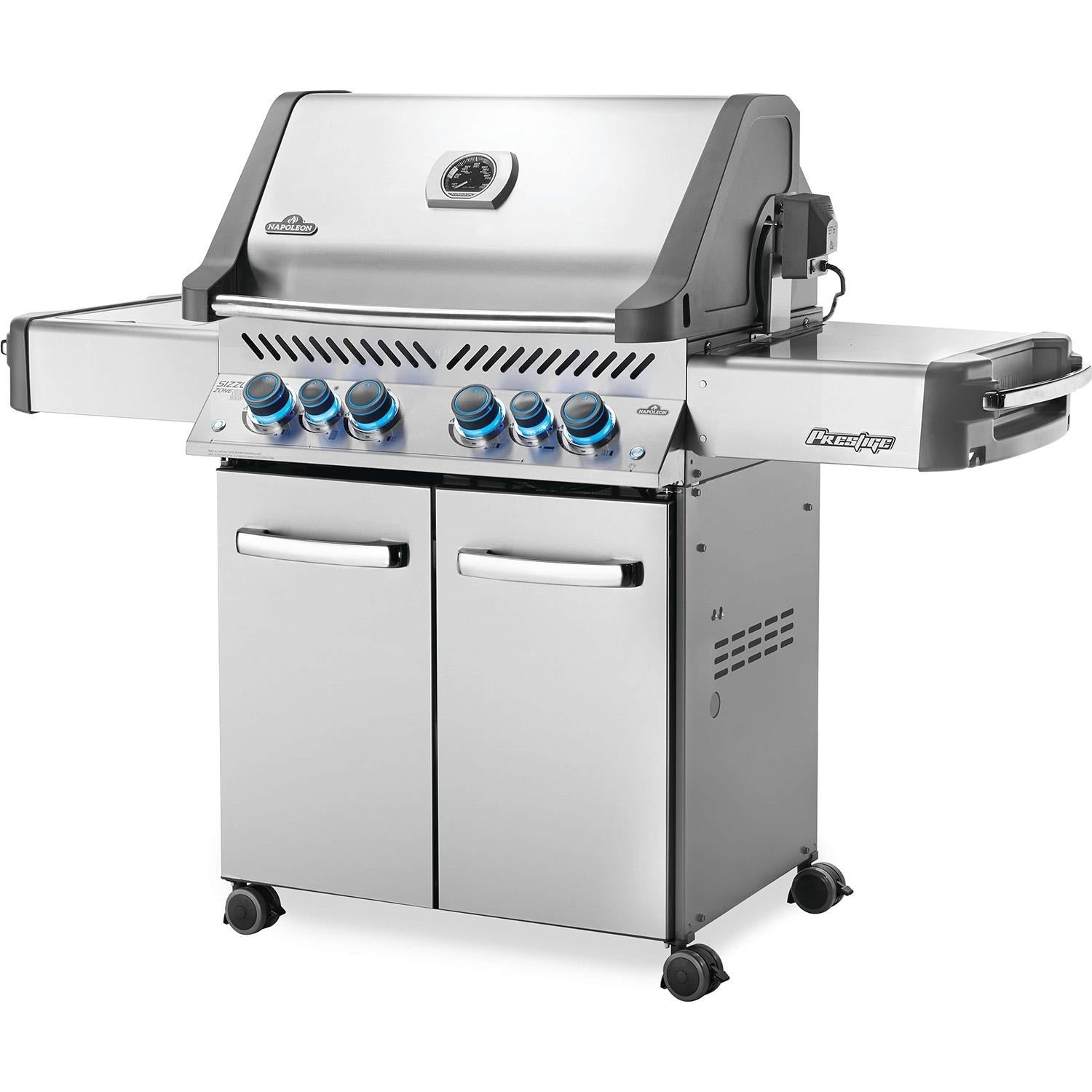 Napoleon P500RSIBSS-3 (2019) Prestige 500 Grill with Infrared Rear Burner and Infrared Side Burner - Angled View - White Background