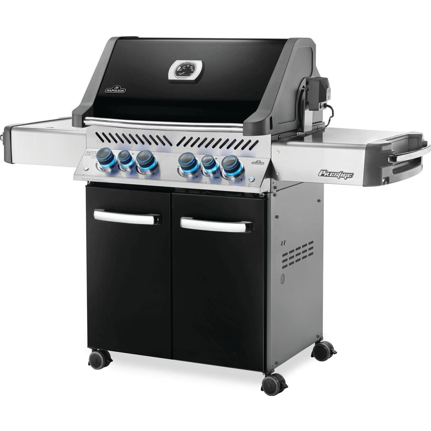 Napoleon Prestige 500 Grill with Infrared Rear Burner and Infrared Side Burner - Black - P500RSIBK-3 (2019) - Angled View