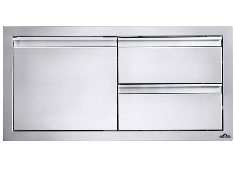 Napoleon 36-Inch Stainless Steel Single Door and Double Drawer Combo - BI-3616-1D2DR - Front View