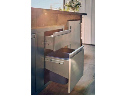 Napoleon 42-Inch Stainless Steel Large Single Door and Waste Bin Drawer - BI-4224-1D1W - Drawers Open