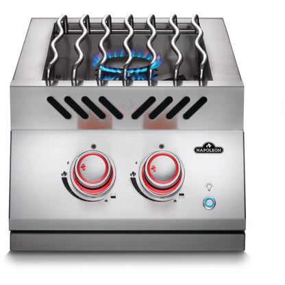 Napoleon BIB12RTSS Built-In 700 Series Inline Dual Range Top Burner - Knobs Glow Red When Burners In Use