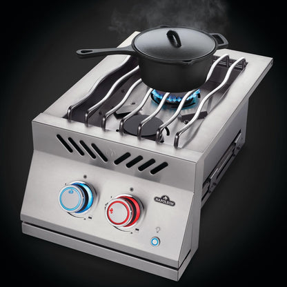 Napoleon BIB12RTSS Built-In 700 Series Inline Dual Range Top Burner - In Use