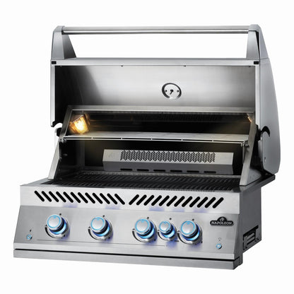 Napoleon BIG32RBSS-1 Grill - Angled Lid Open With Warming Rack - White Background