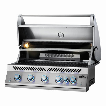 Napoleon BIG38RBSS-1 Grill - Angled Open With Warming Rack - White Background