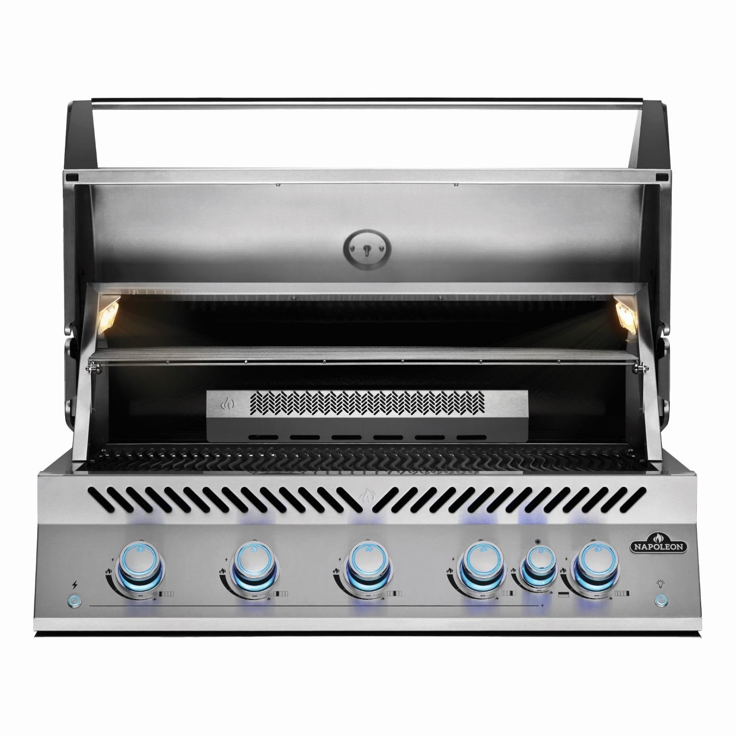 Napoleon BIG38RBSS-1 Grill - Straight Open With Warming Rack - White Background