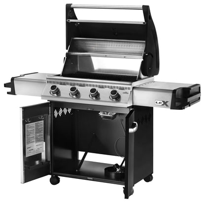 Napoleon Black 4-burner 48,000-BTU Propane Gas BBQ Grill with Cover - COS485PK-A - Open Grill Angled View