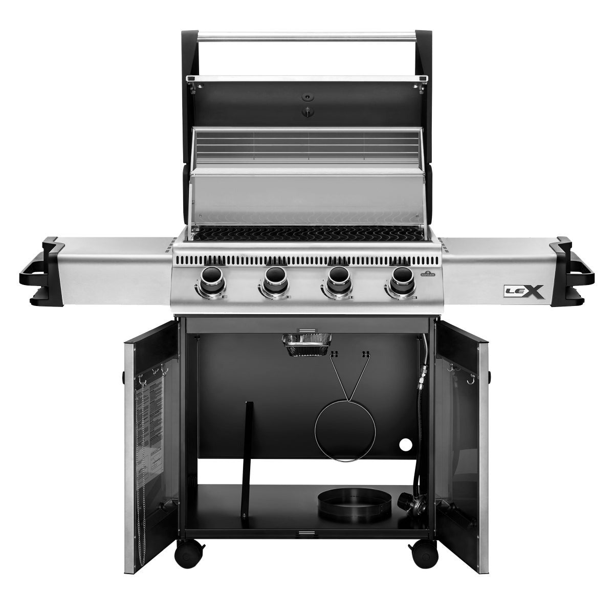 Napoleon Black 4-burner 48,000-BTU Propane Gas BBQ Grill with Cover - COS485PK-A - Open Grill Front View