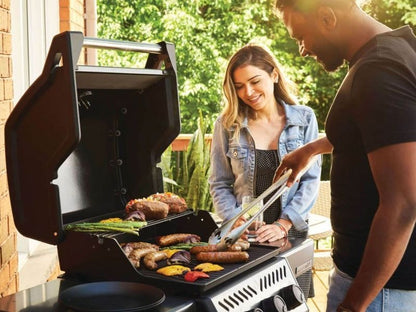 Napoleon Freestyle 365 Freestanding 3-Burner Gas Grill - Graphite Grey - F365DGT - Couple Cocking