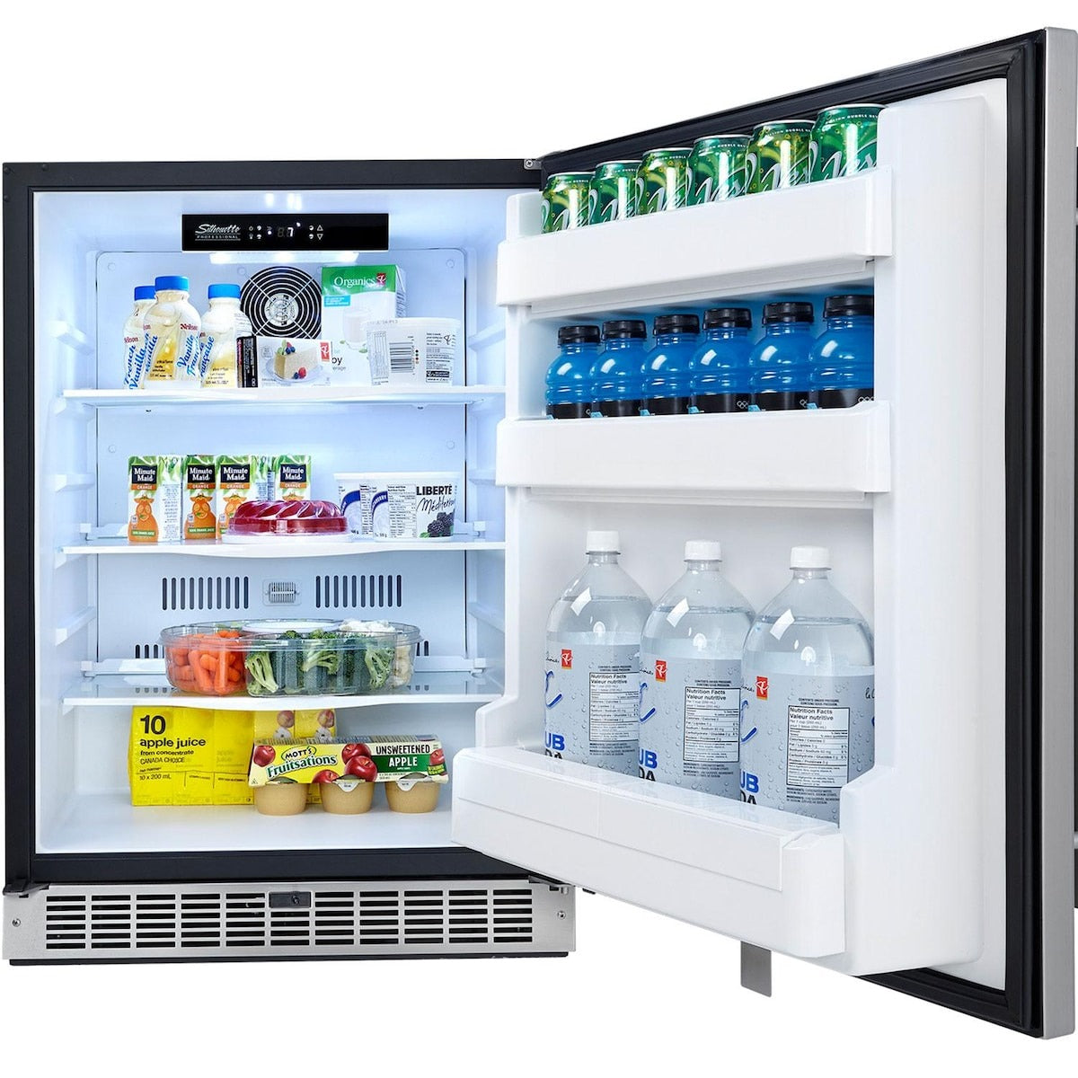 Napoleon NFR055OUSS Outdoor Rated Stainless Steel Fridge - Fridge Filled w/ Food & Beverages - White Background
