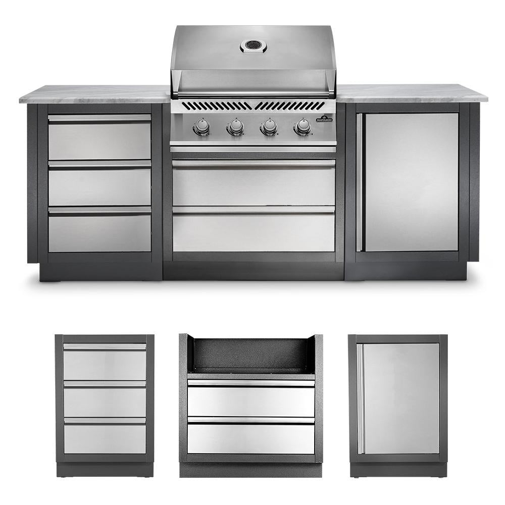 Napoleon ODK100-BI32SS OASIS 100 Modular Island Bundle W/ Built-In 500 Series 32-Inch Grill - Cabinet Breakdown