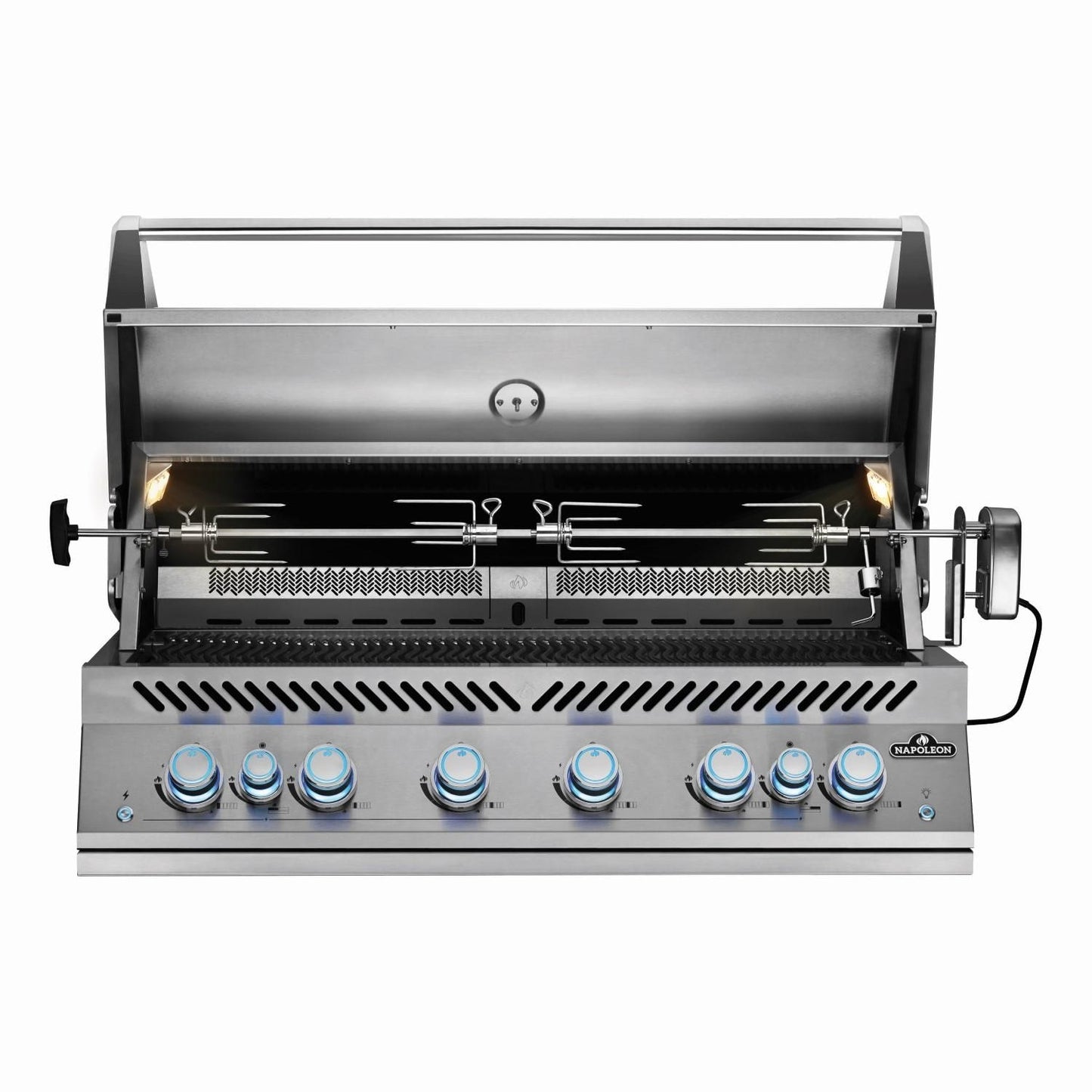 Napoleon BIG44RBSS-1 Grill - Straight Open With Single Motor Rotisserie - White Background