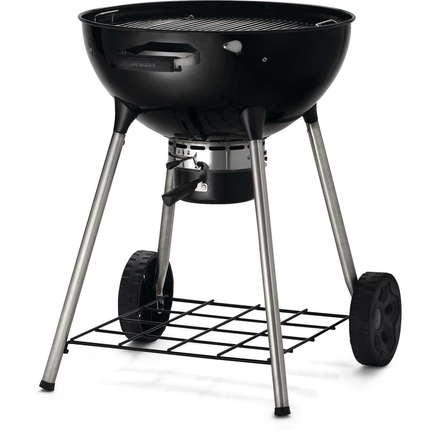 Napoleon NK22K-LEG-3 22 Inch Charcoal Kettle Grill - Black - Lid Off - White Background
