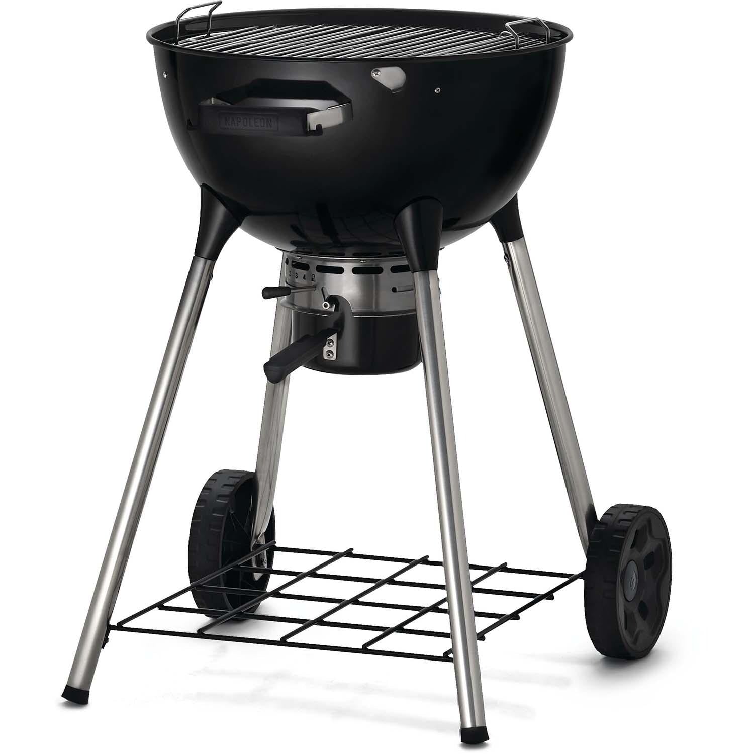 Napoleon NK18K-LEG-3 18 Inch Charcoal Kettle Grill - Black - Lid Off - White Background
