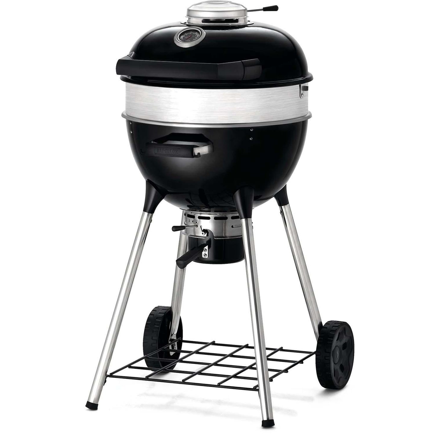 Napoleon PRO18K-LEG-3 PRO 18 Inch Charcoal Kettle Grill - Black - Angled Lid Hanging - White Background
