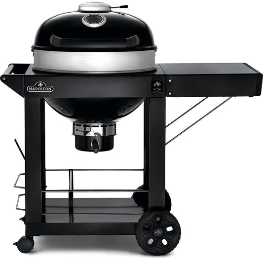 Napoleon PRO22K-CART-3 PRO 22 Inch Cart Model Charcoal Kettle Grill - Black W/Cart - White Background
