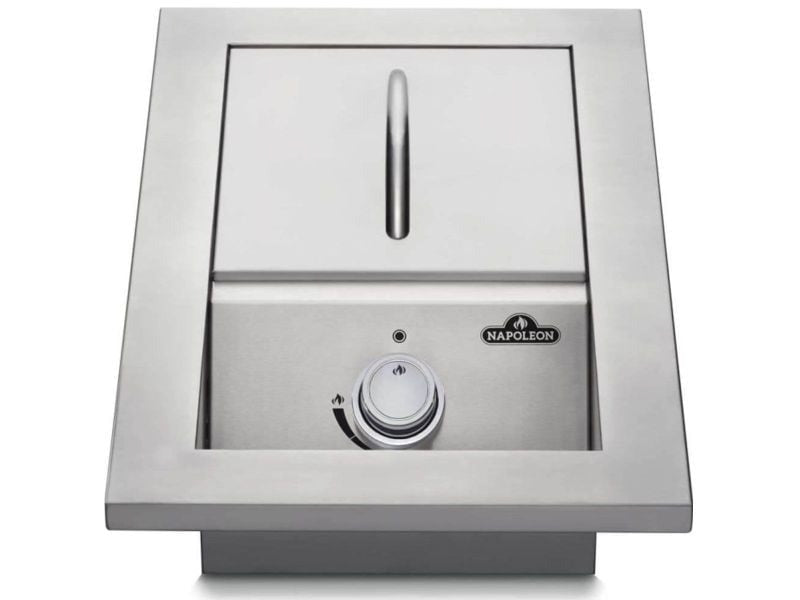 Napoleon Built-In 500 Series Inline Single Range Top Burner with Stainless Steel Cover - BI10RTSS - Front View Lid On