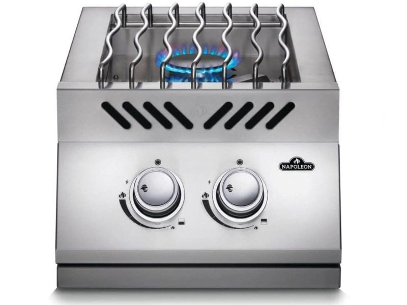 Napoleon Built-In 500 Series Inline Dual Range Top Burner with Stainless Steel Cover - 	BI12RTSS  Burner On