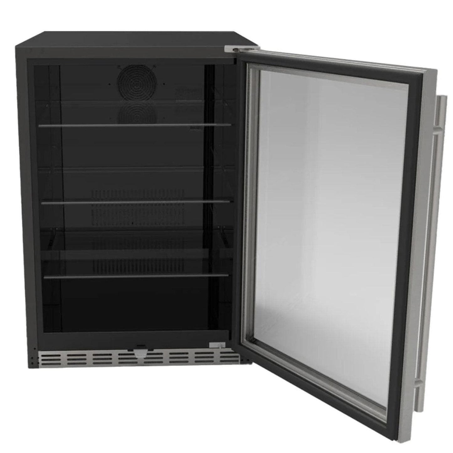 Summerset RFR-24G 24 Inch Outdoor Rated Refrigerator w/ Glass Door - Open View - White Background
