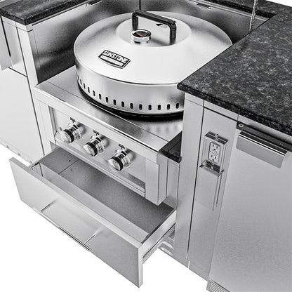 Sunstone Grills SCPHILLCOUNTRY13.6 Hill Country 13 1/2 Ft Outdoor Kitchen Island w/ Grill & Side Burner, Sink, Refrigerator, Door & Drawer – Drawer – Detail