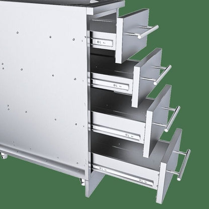 Sunstone 12″ 4 Multi Drawer Storage Base Cabinet – SBC12SMD - All Drawers Open