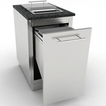 Sunstone 18-Inch Outdoor Kitchen Double Trash / Recycling Bin Island Cabinet - SBC18STRD