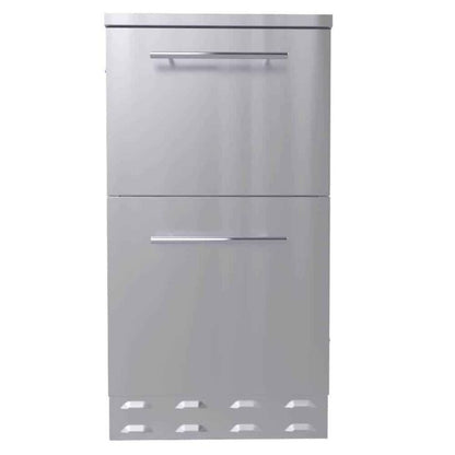 Sunstone 18″Combo Paper Towel Holder/Cutlery Drawer with Cutting Board & Insulated Ice Chest Dry Storage Drawer with Drain – SBC18DPIC - Front Vew