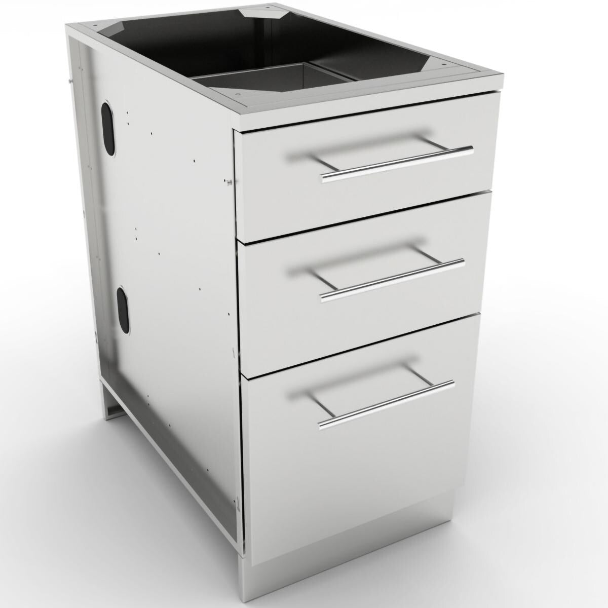 Sunstone 18-Inch Outdoor Kitchen Triple Drawer Island Cabinet - SBC18STD