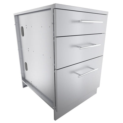 Sunstone 24″ Large Triple Drawer Base Cabinet – SBC24STD - Angled