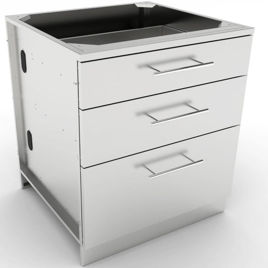 Sunstone 30-Inch Outdoor Kitchen Triple Drawer Island Cabinet - SBC30STD