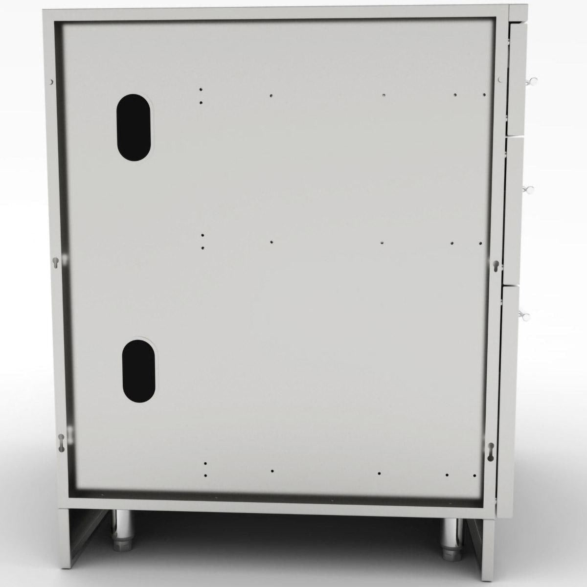 Sunstone 30-Inch Outdoor Kitchen Triple Drawer Island Cabinet - SBC30STD - Side