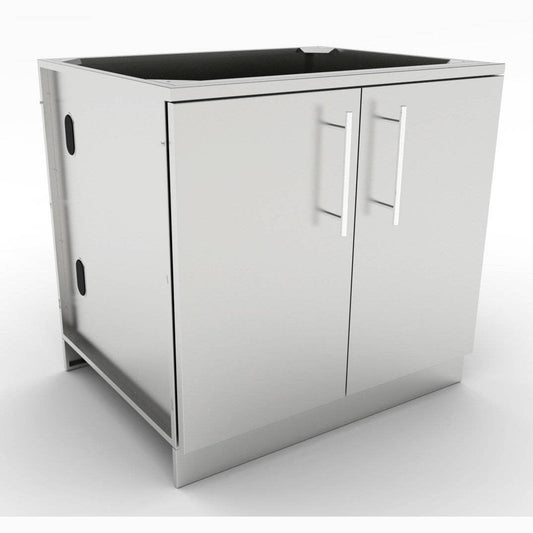 Sunstone 36″ Full Height Double Door Base Cabinet w/Two Shelves & Door Pockets SBC36FDD - Front Angled