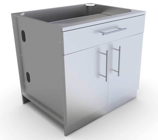 Sunstone 36″ Double Door Base Cabinet w/Shelf & Reversible Top Drawer or False Panel – SBC36CDD - Front Angled View