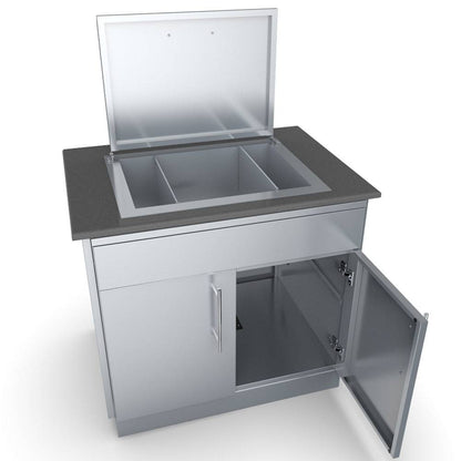 Sunstone 36″ Double Door Base Cabinet w/Shelf & Reversible Top Drawer or False Panel – SBC36CDD - Open Top & Door