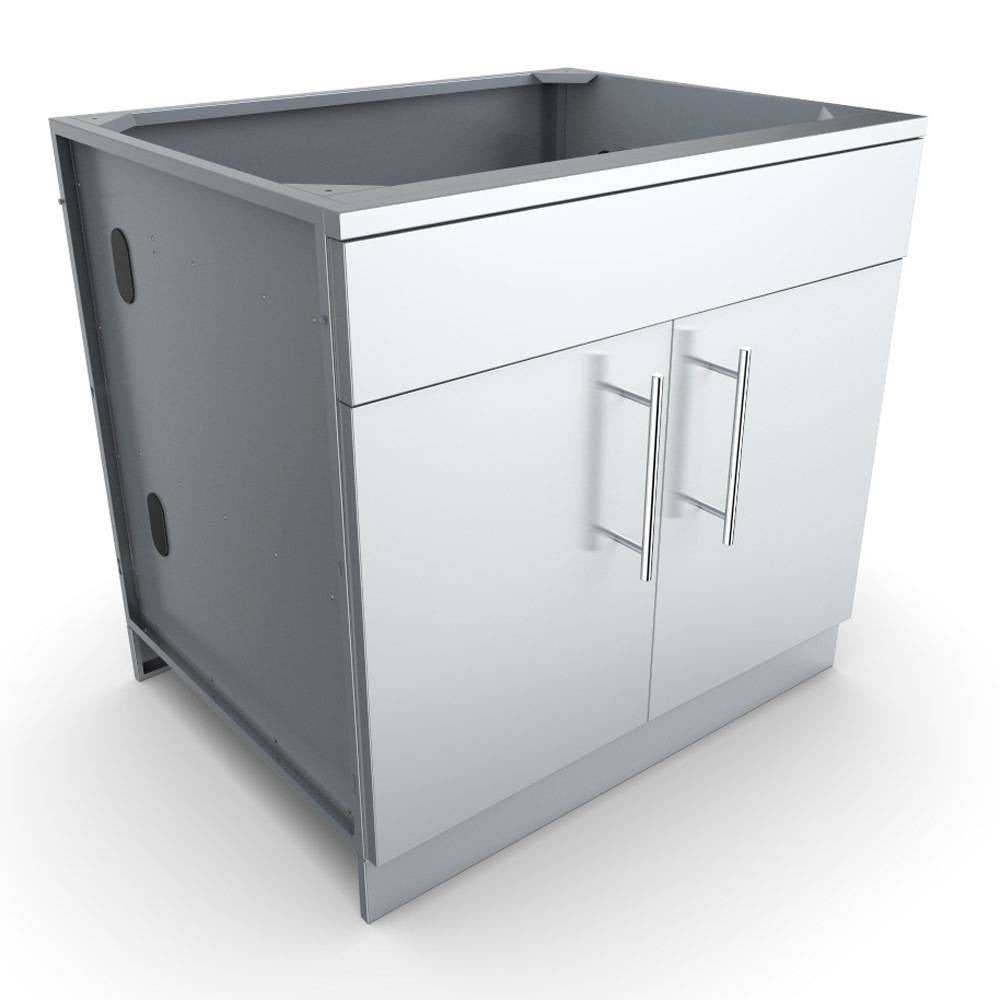 Sunstone 36″ Double Door Base Cabinet w/Shelf & Reversible Top Drawer or False Panel – SBC36CDD - Front Angled View