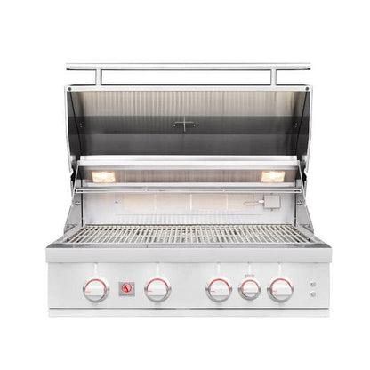 Summerset Sizzler Pro 32" 4 Burner Built-In Gas Grill w. Infrared Burner - SZRPRO32 - Open Lid
