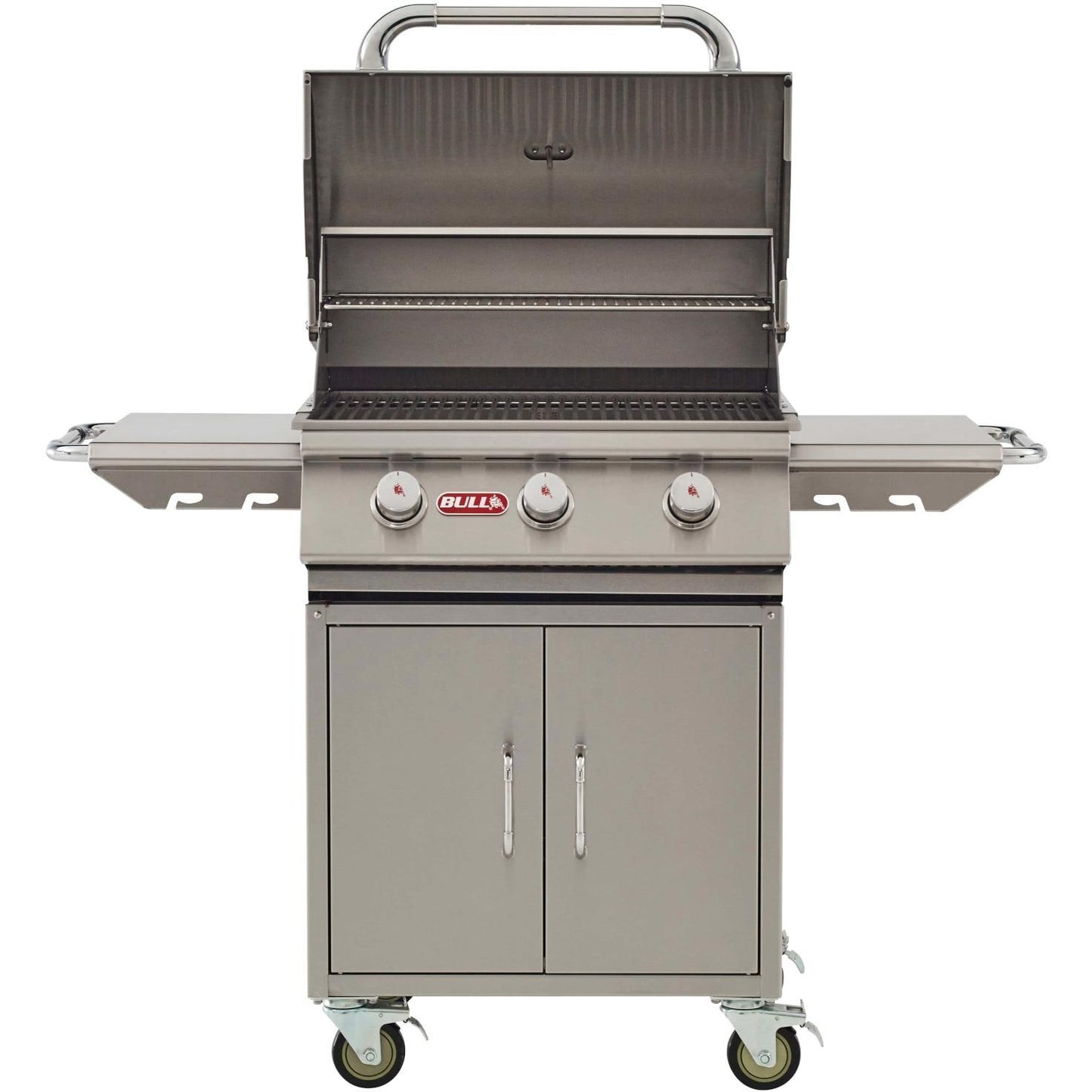 Bull 6910 Steer Premium 25-Inch 3-Burner Freestanding Grill - Hood Open