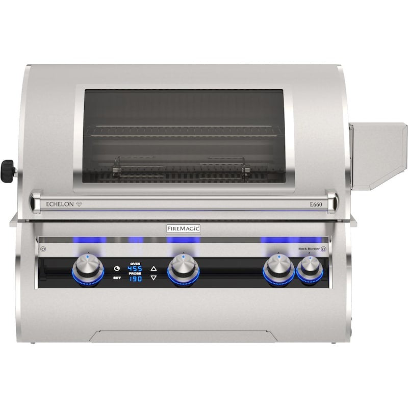 Fire Magic E660I-9L1N-W 30-Inch Built-In Natural Gas Grill w/ Rotisserie, Magic Window & Digital Thermometer - White Background